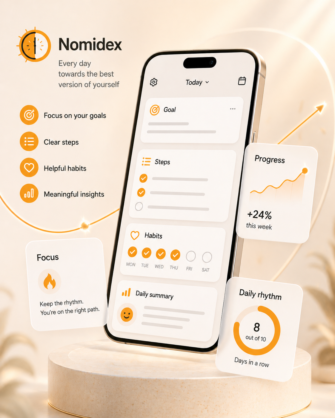 Nomidex hero visual with the main day system